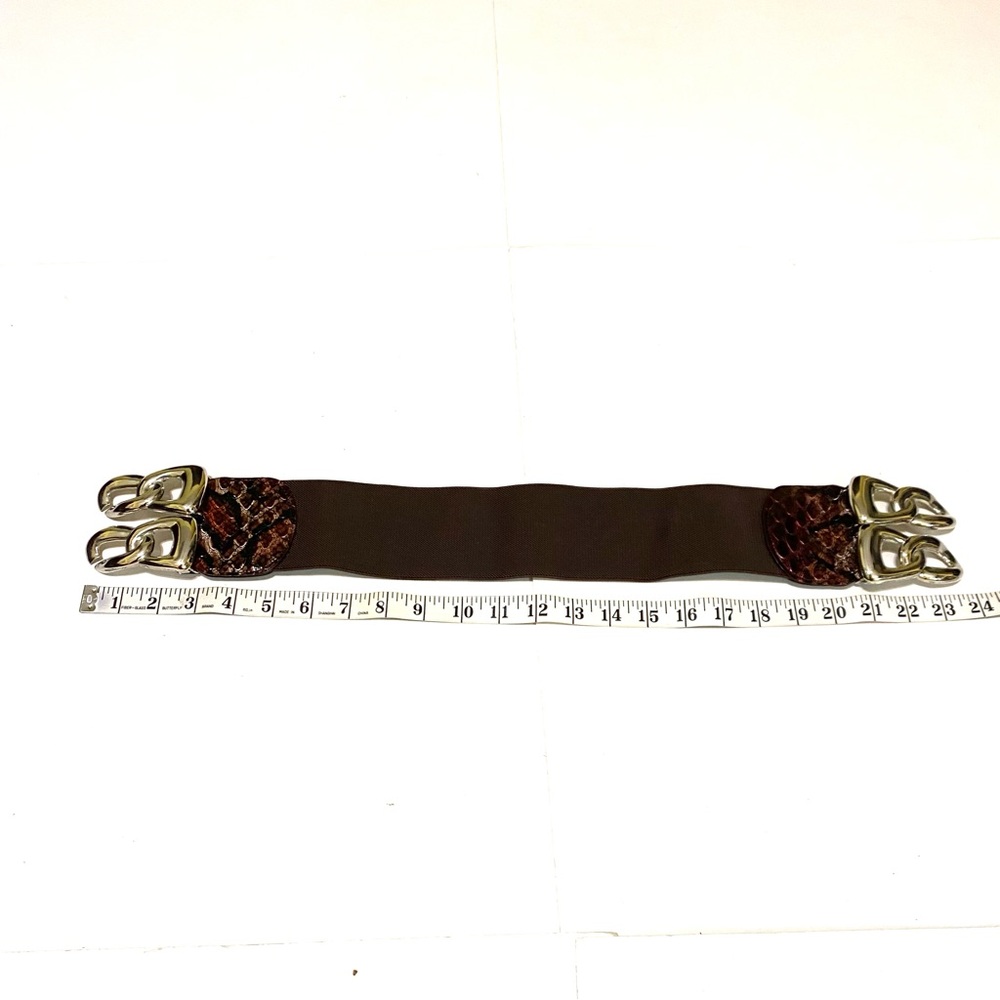 Brown Snake Print Belt with Gold Buckle - Picture 7 of 10